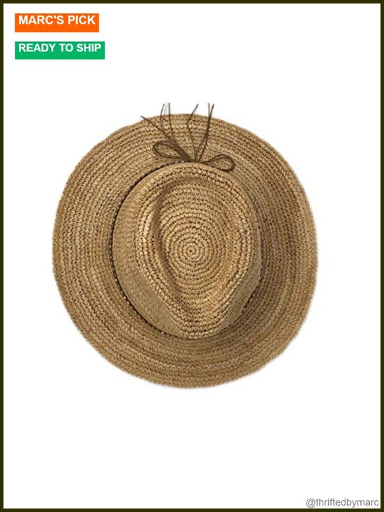 Natural Raffia Wide Brim Fedora Sun Hat with Adjustable Drawstring main image 6